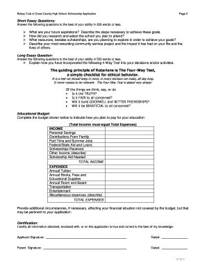 Fillable Online Cchs Crookcounty K Or Rotary Club Scholarhip Form