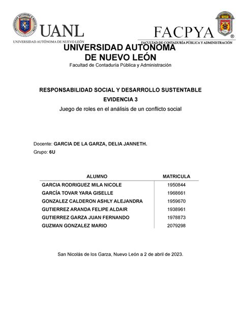 Ev 3 Responsabilidad Y Desarrollo Sustentable Universidad Autonoma De Nuevo LeÓn Facultad De