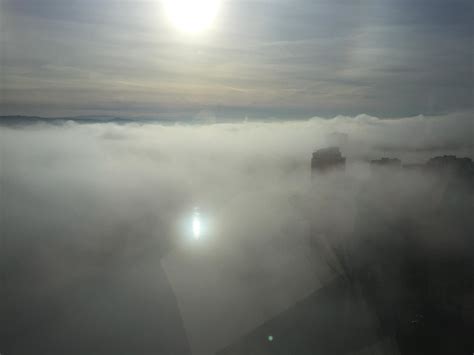 Lake Merrit from above the fog (9 AM 12/20/2019) : r/oakland