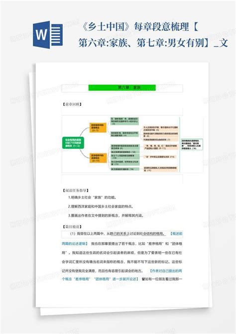 乡土中国每章段意梳理第六章 家族第七章 男女有别 文Word模板下载 编号qaajwndm 熊猫办公