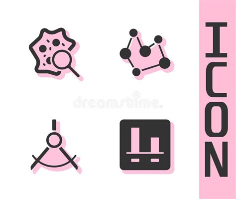 Set Graph Chart Infographic Microorganisms Under Magnifier Drawing