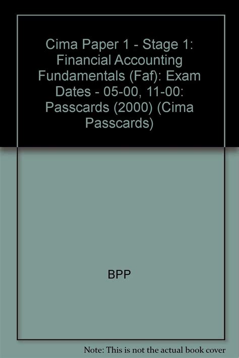 Amazon Passcards 2000 Cima Paper 1 Stage 1 Financial Accounting