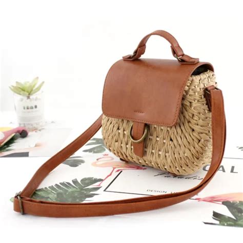 Bolsa Transversal Feminina Vintage Palha Kalolia