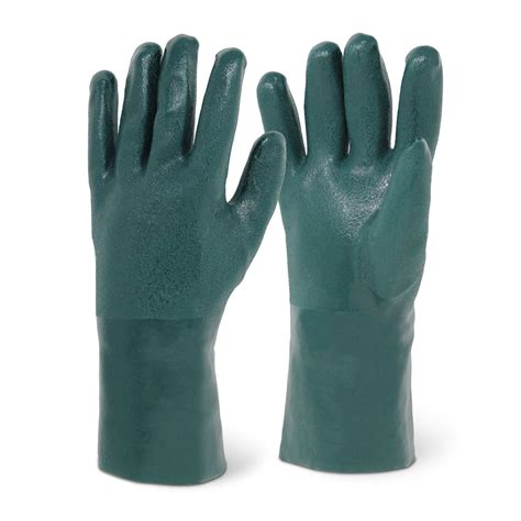 12" Sandy Finish Green PVC Chemical Resistant Gloves | 123SafetyGear