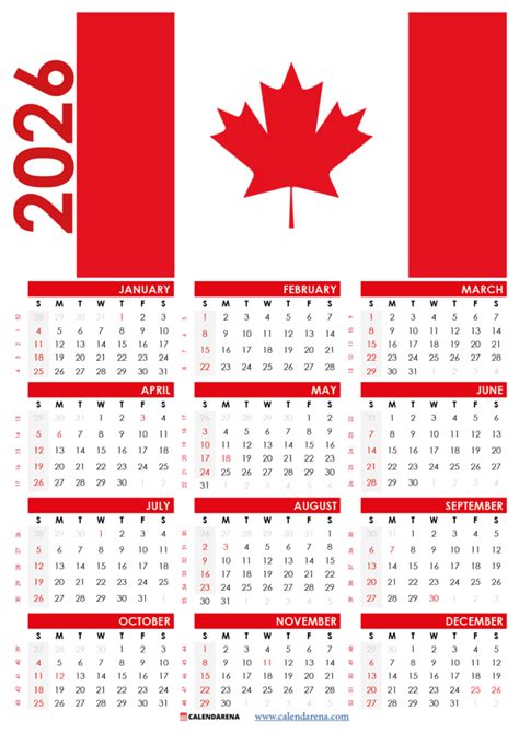 Calendar Canada Printable Free