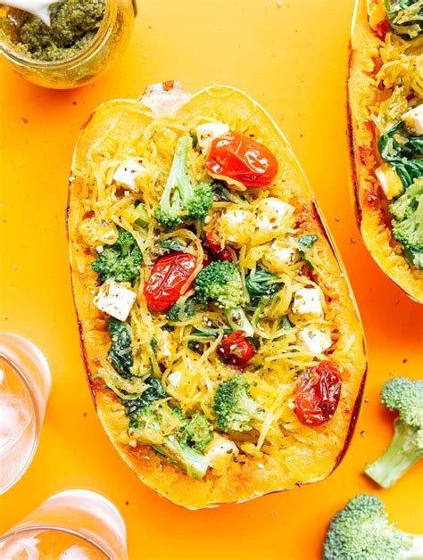 Easy Pesto Spaghetti Squash Bowls Live Eat Learn