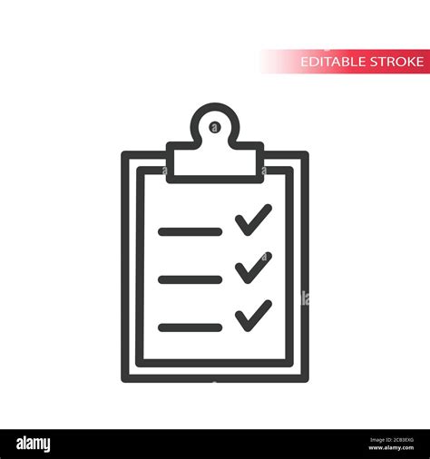 Office Clipboard With Checklist Line Vector Icon Tick Mark Checklist On A Clipboard Simple