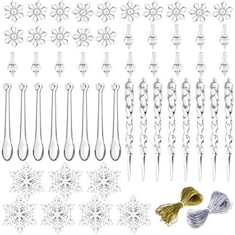 Kuuqa Pcs Christmas Decoration Acrylic Icicles Snowflake Hanging