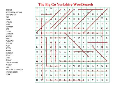 Go Yorkshire Wordsearch - Go Yorkshire