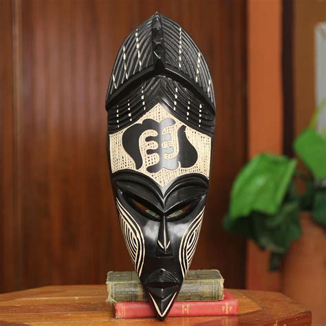 Hand Carved Wood Wall Mask Gye Nyame Ii Novica