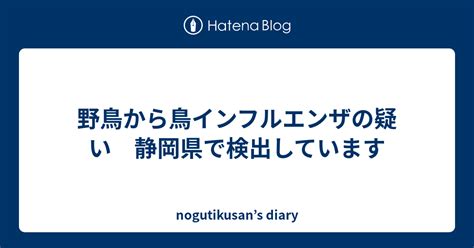 野鳥から鳥インフルエンザの疑い 静岡県で検出しています Nogutikusans Diary