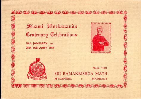 Swami Vivekananda Centenary Celebrations Th January To Th January