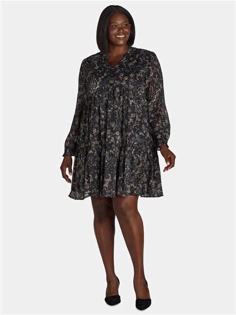 Terra & Sky Women's Plus Size Tiered Mini Dress, Sizes 0X-5X - Walmart.com