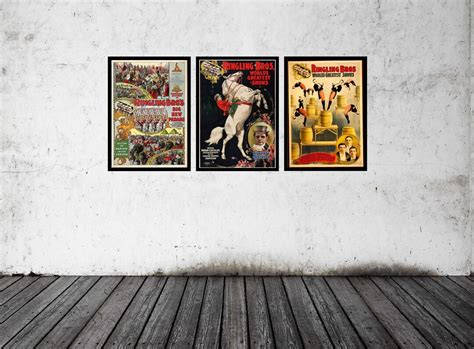 Old Circus Poster Set the Ringling Brothers Greatest Show on - Etsy