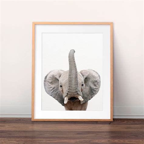 Elephant Print Nursery Art Elephant Wall Art Elephant Trunk Up