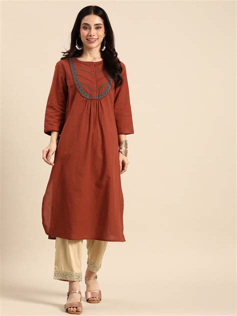 All About You Women Ethnic Motifs Embroidered Thread Work Kurta