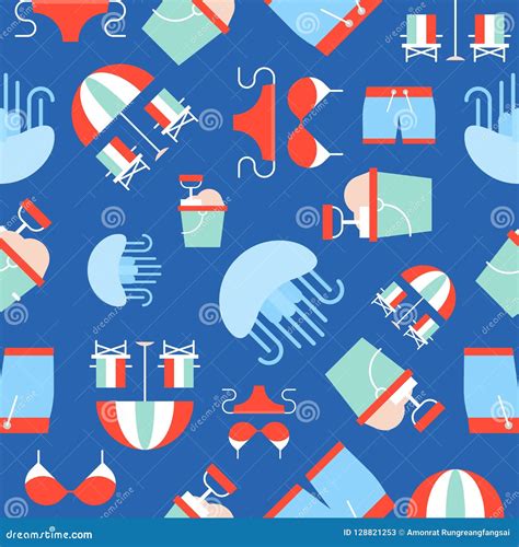 Summer Theme Seamless Pattern Vector Jelly Fish Bikini Swim S Stock Vector Illustration Of