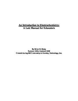 Experiments in Electrochemistry - Lab Manual by Dramatic Events in Science