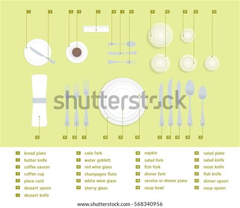 Cartoon Table Setting Place Formal Flat Stock Vector (Royalty Free) 568340956