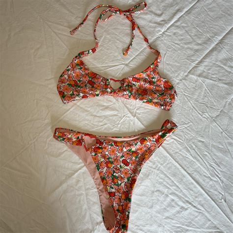 Blackbough Swim Bikini Floral Cherry Pattern Size Small Depop