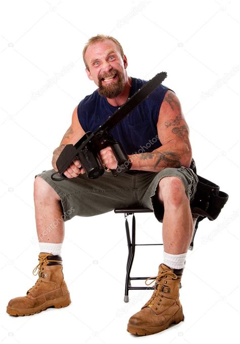 Crazy Guy With Chainsaw Stock Photo By ©phakimata 2765281