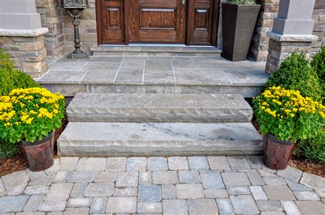 Flagstone Applied To The Original Concrete Veranda Natural Stone Steps