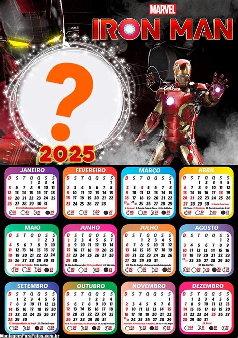 Calendário 2025 Iron Man Montagem Online Colagem De Foto