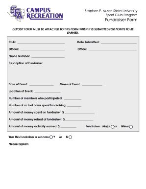 Fillable Online Sfasu Fundraiser Form Stephen F Austin State