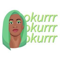 Cardi B Green Hair Okurrr Sticker - Sticker Mania