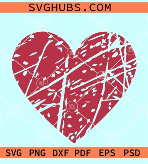 Grunge Heart SVG Distressed Heart SVG Scribble Heart Svg