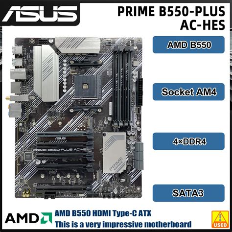 B550 Motherboard Asus Prime B550 Plus Ac Hes Motherboard Socket Am4 Support Ryzen 3 5100 5500