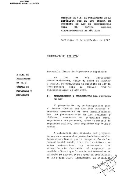 Presupuesto 2024 DIPRES Documentación