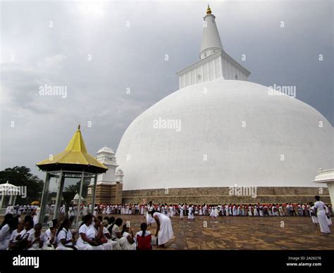 The Ruwanwelisaya, stupa in Sri Lanka, is a hemispherical structure ...