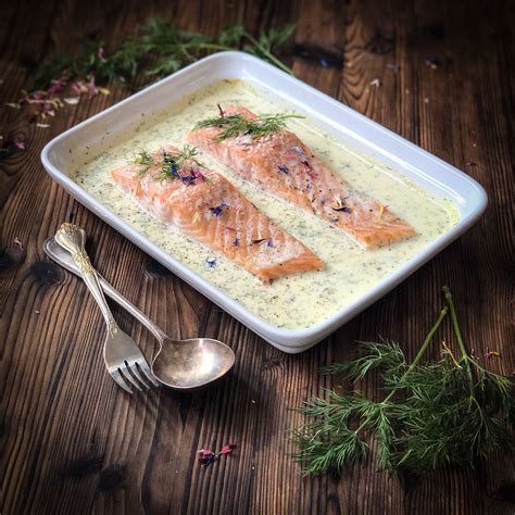 Lachs In Dill Sahne Soße Im Backofen nevermindbilde