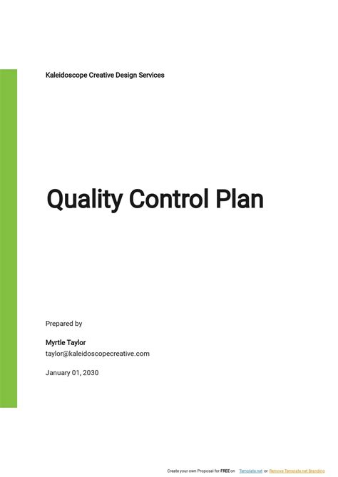 Free Quality Control Plan Word Templates 5 Download