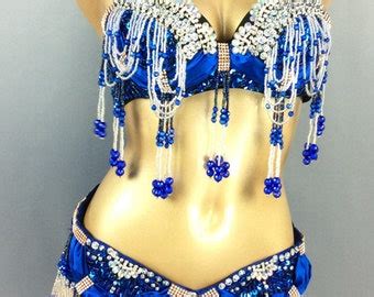 Samba Belly Dance Costume Free Shipping Hand Beaded Blue Color Etsy