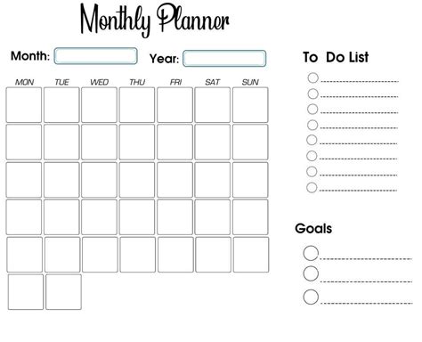 Monthly Planner TO List Typeable PDF CalendarKart