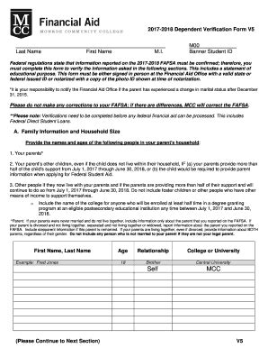 Fillable Online Dependent Verification Form V Fax Email