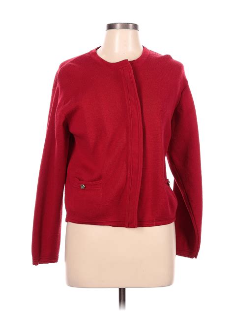 Talbots 100 Wool Color Block Solid Red Cardigan Size L 76 Off Thredup