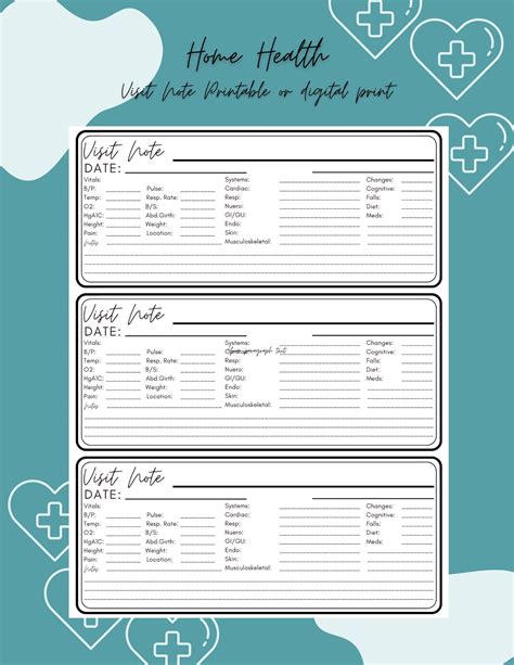 Home Health Nurse Home Health Visit Form Template Oasis Skilled Nurse Visit Nurse Form Nurse