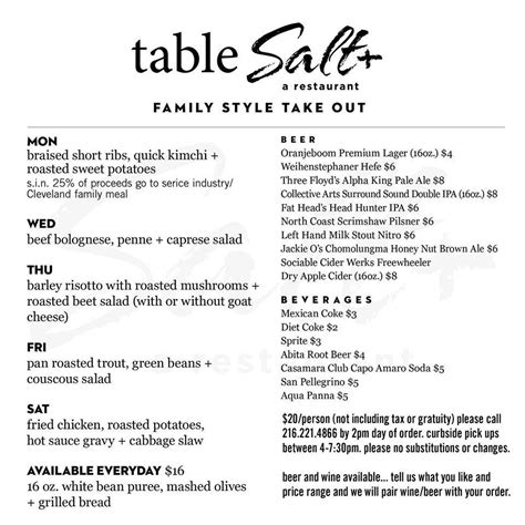 Menu At Salt Restaurant Lakewood