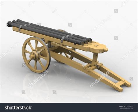 Triple Barrel Cannon Leonardo Da Vinci Codex Atlanticus 0929r Stock