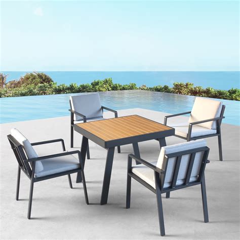 Higold 6801 Nofi Patio Furniture 5 Pieces Aluminum Outdoor Dining Set