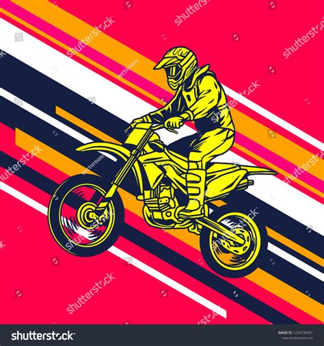 Supermoto Rider Ride Supermoto Bike Illustration Vector De Stock