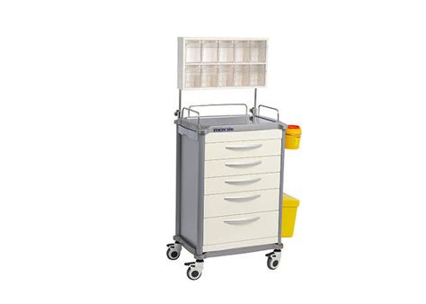 Deluxe Medical Medication Trolleys Adjustable Nursing Cart