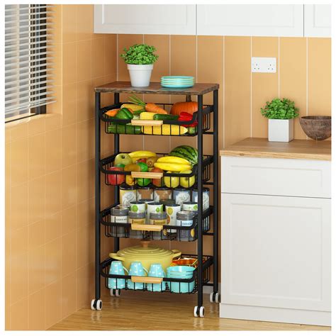 Buy 5 Tier Rolling Storage Cart With Wheels Large Capacity Kitchen