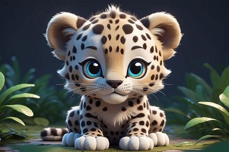 Premium Photo A Cute Adorable Baby Leopard Rendered In The Style Of