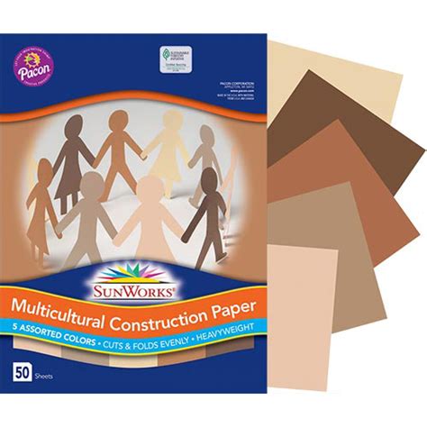 Pacon Sunworks Construction Paper 12″ X 18″ 50 Sheets Shades Of Me Multicultural Quality