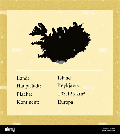 Umrisse Des Landes Island Darunter Ein Kleiner Steckbrief Mit