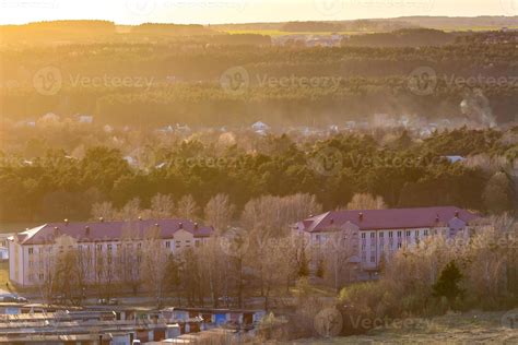 aerial view of a town in the forest at sunset 10015966 Stock Photo at ...